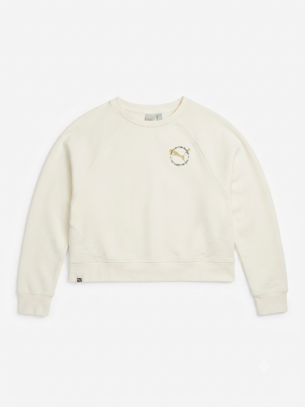 Puma Cream Off-White Graphic Crewneck Sweatshirt Small S